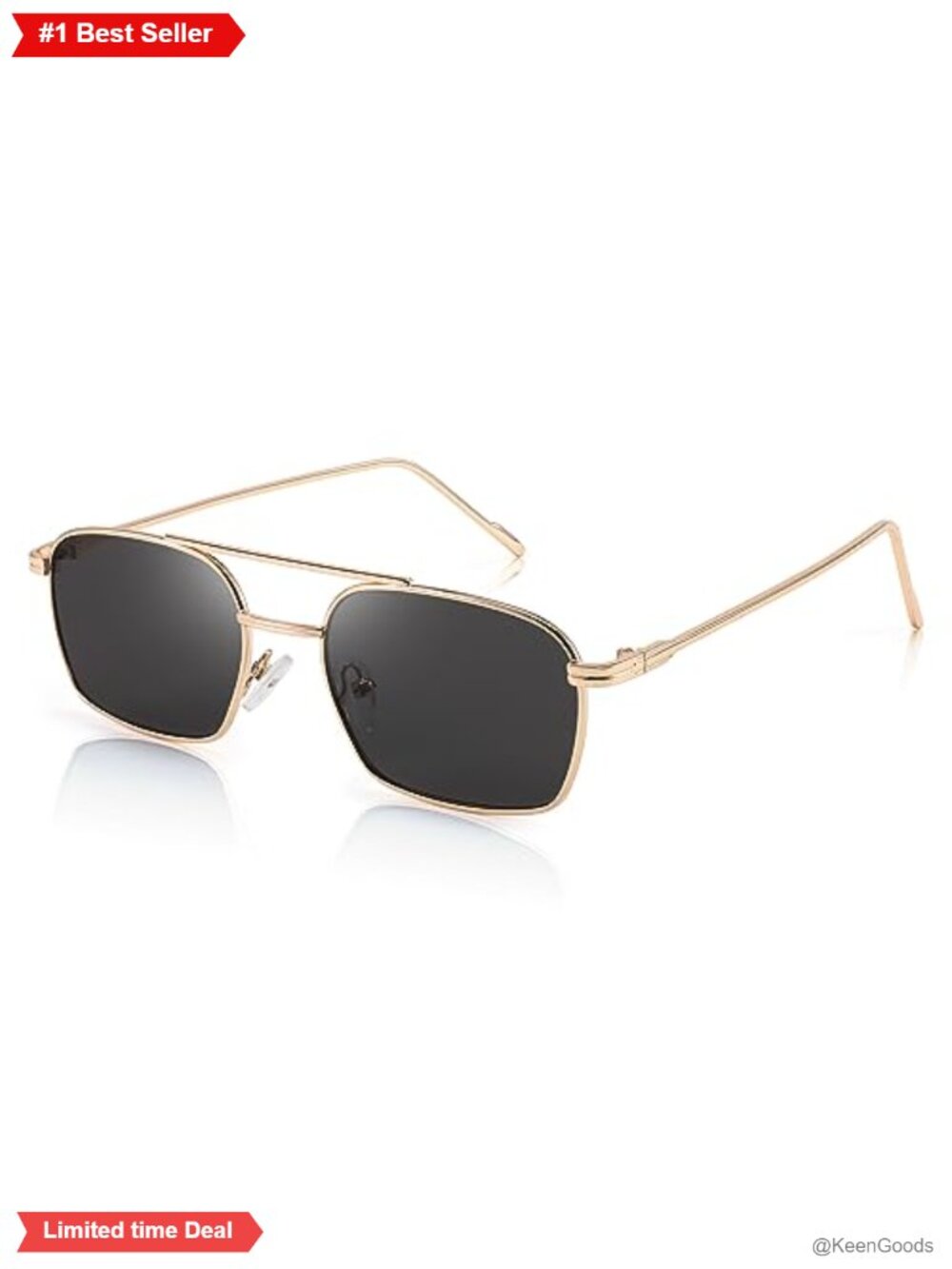 Square Aviator Sunglasses Retro Metal Frame UV Protected Unisex Eyewear